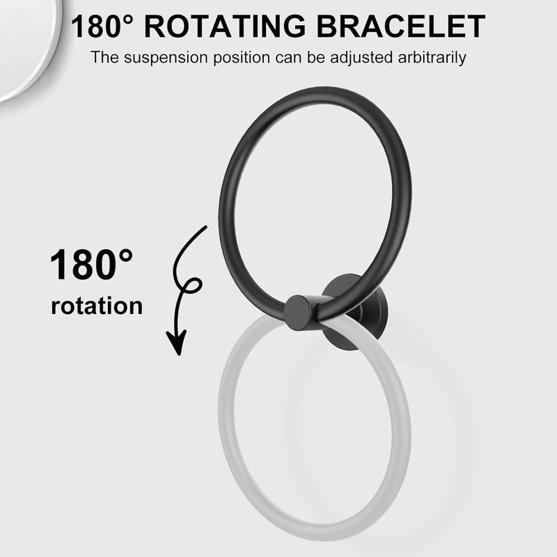 SetSail Towel Holder for Bathroom Wall Matte Black Towel Ring Stainless Steel Hand Towel Holder Heavy Duty Towel Hanger for Bathroom, 3 Packs - Image 3